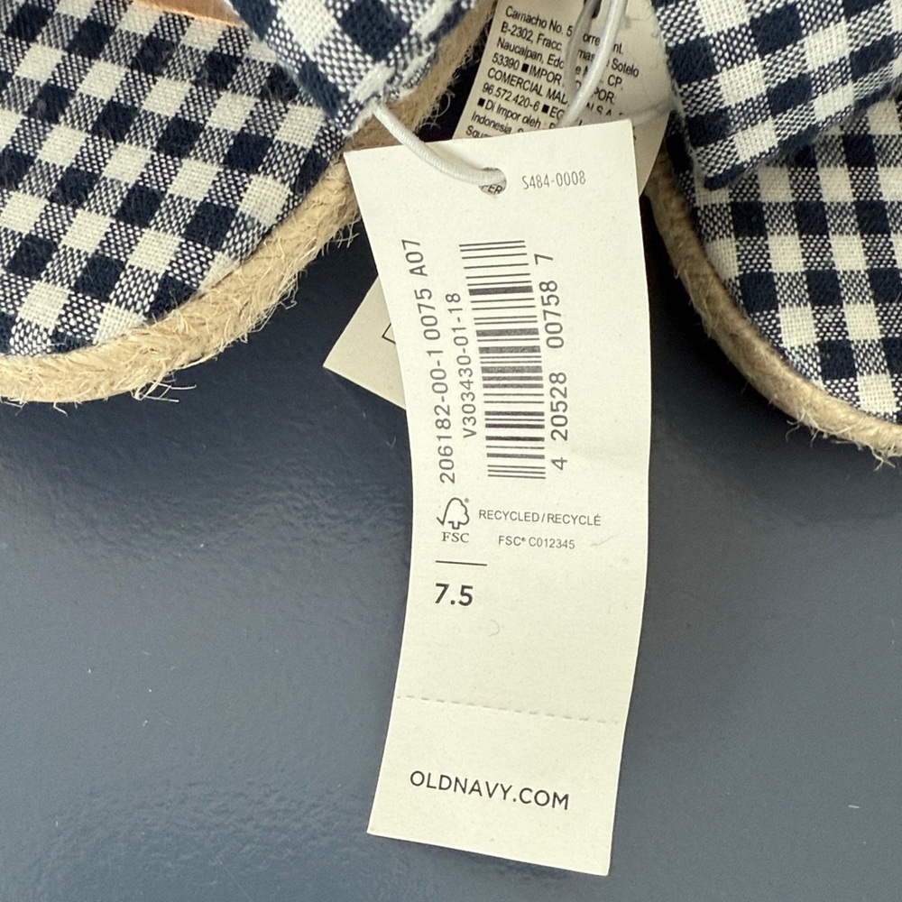 “OLD NAVY” Gingham Bow Espadrille Wedge Sandals - Picture 6 of 6
